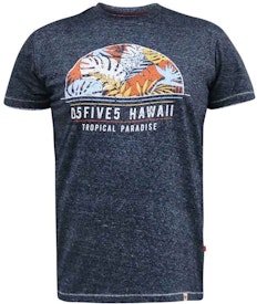 D555 Upton Hawaii Leaf Printed T-Shirt Navy